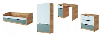 Комплект-1 RICH (КР-002+ШК-002+СП-001+КМ-001) Дуб Крафт золотой / Кенди U9114 (УД) / Сумеречный голубой 6292