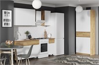 КВИК-СТЕП Кухня 1.6 м. Корпус - Дуб Крафт золотой К003 Фасад ЛДСП - Белый (Шагрень)   (ТИ) 6243