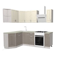 Кухонный гарнитур «Exlusive» 1,5*2,3м (шато крем/шато латте)   (Р-Л) 6708
