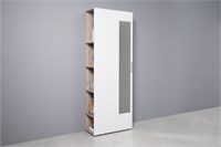 Лайн Стеллаж 10.141, Дуб серый Крафт / Белый глянец  (Т-А) 7132